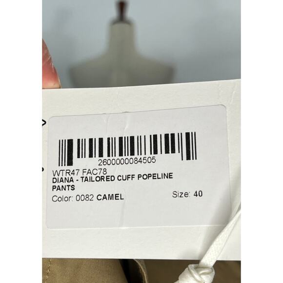 DARKPARK Sz 40 8 Diana Tailored Cuff Hem Popeline Pants Camel NWT - Picture 4 of 12